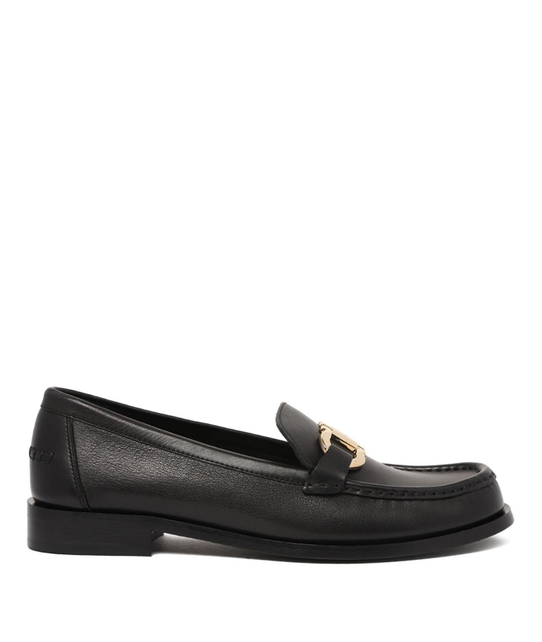 FERRAGAMO Черные кожаные лоферы, фото 1