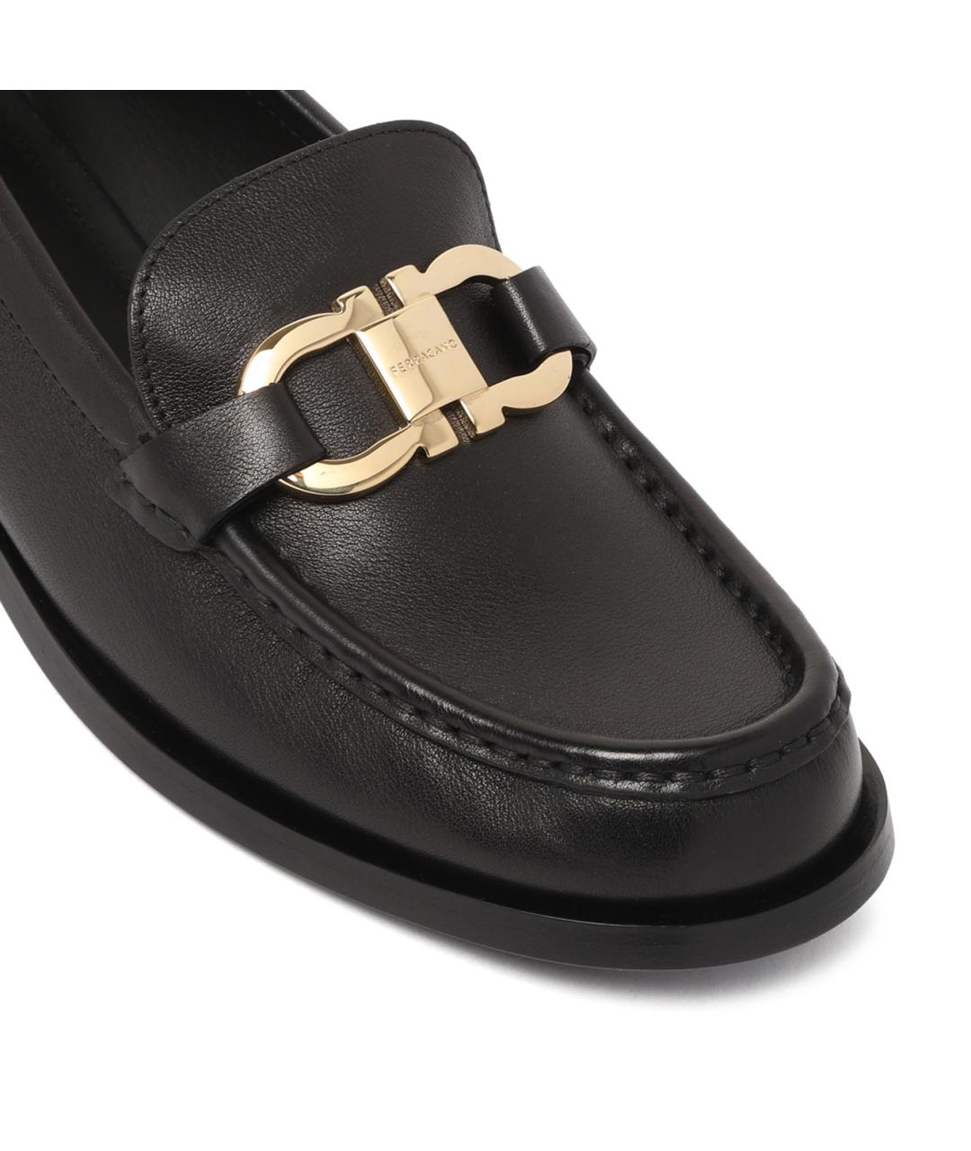 FERRAGAMO Черные кожаные лоферы, фото 4