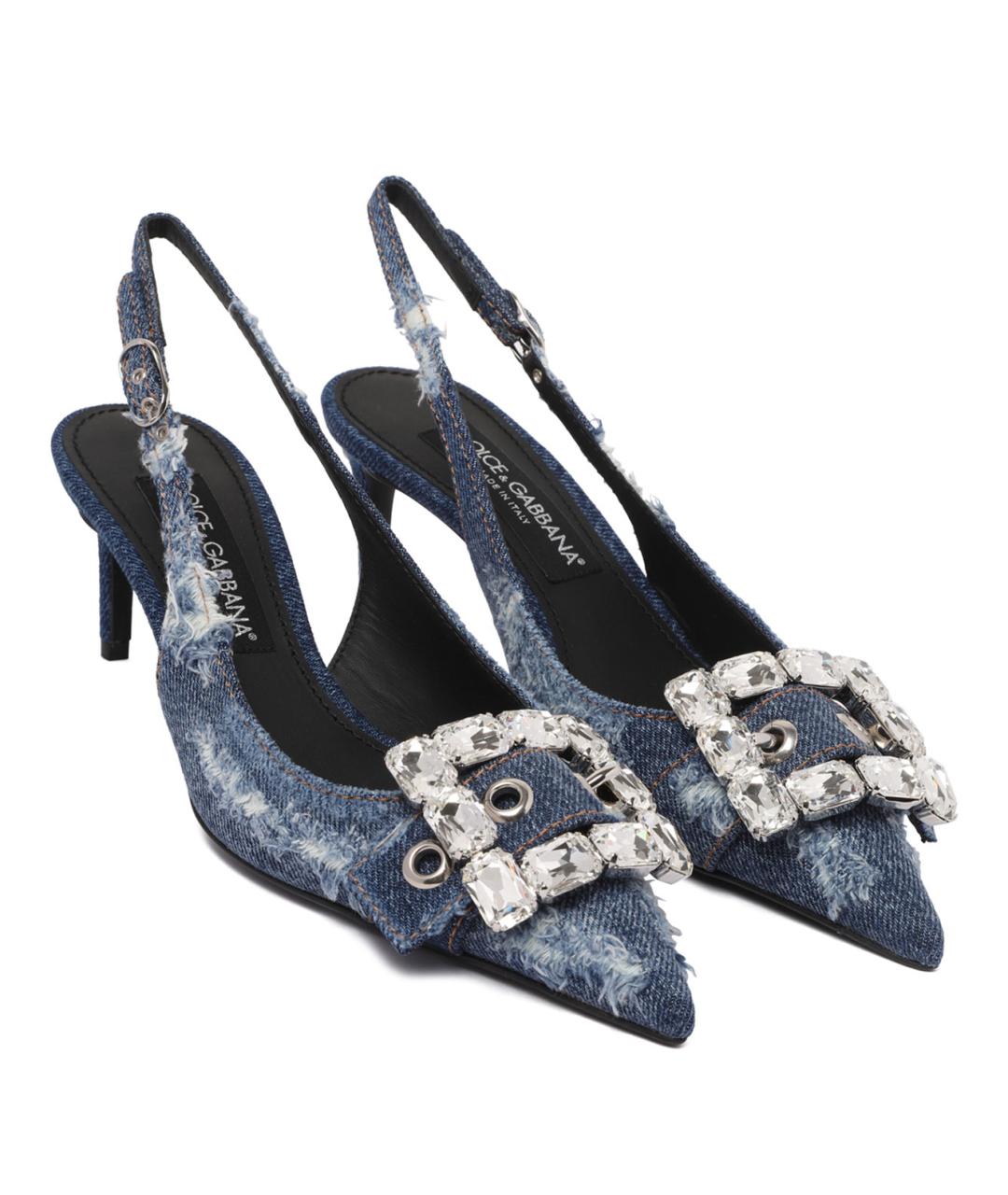 DOLCE&GABBANA Темно-синие текстильные туфли, фото 2