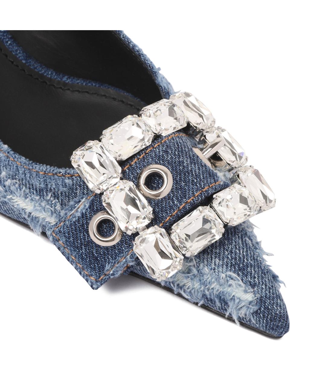 DOLCE&GABBANA Темно-синие текстильные туфли, фото 4