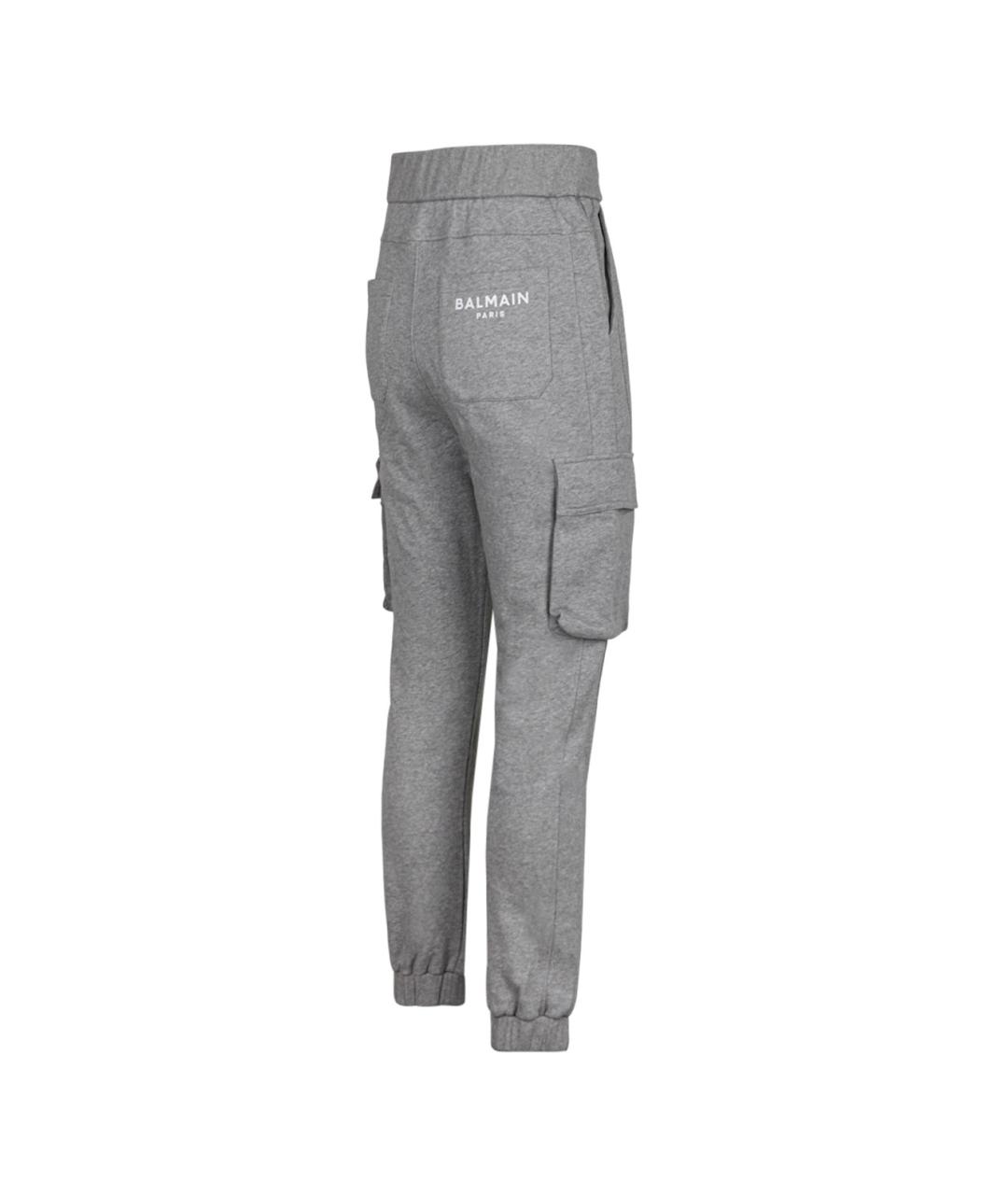 BALMAIN Серые хлопковые повседневные брюки, фото 3