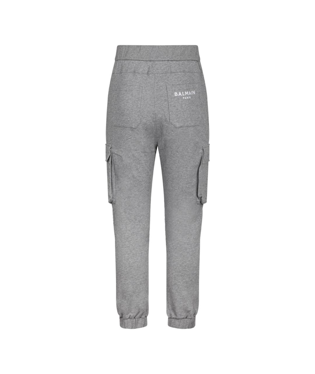 BALMAIN Серые хлопковые повседневные брюки, фото 2