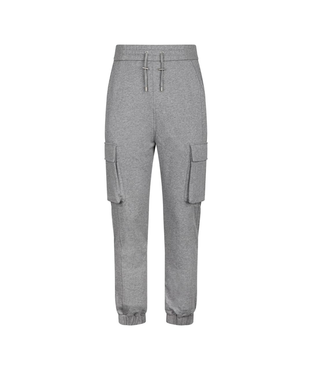 BALMAIN Серые хлопковые повседневные брюки, фото 1