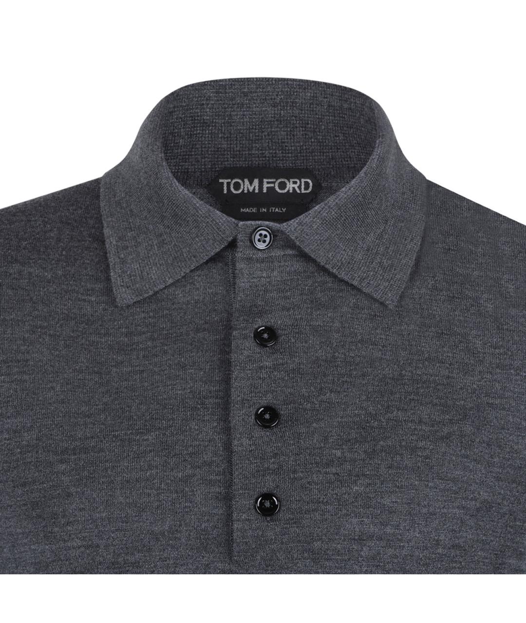 TOM FORD Антрацитовое поло с длинным рукавом, фото 3