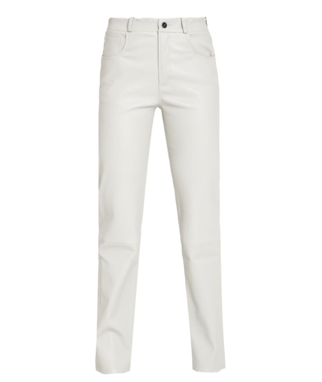 ARMA Бежевые кожаные прямые брюки, фото 1