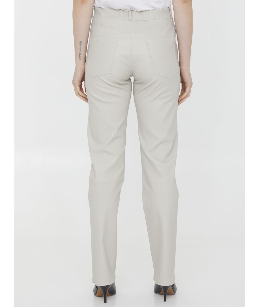 ARMA Бежевые кожаные прямые брюки, фото 5