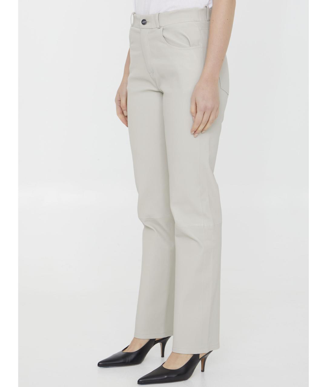 ARMA Бежевые кожаные прямые брюки, фото 3