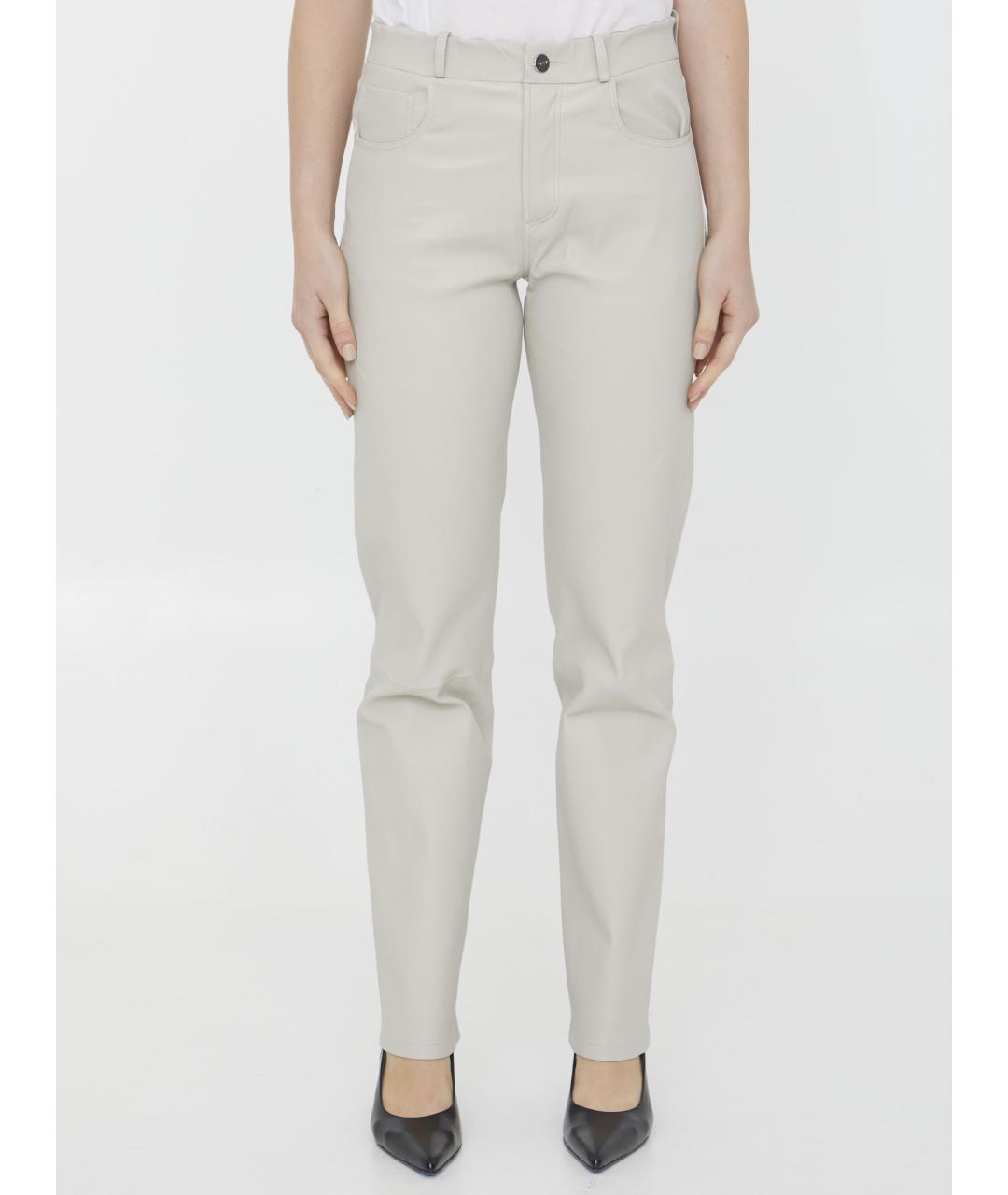 ARMA Бежевые кожаные прямые брюки, фото 2