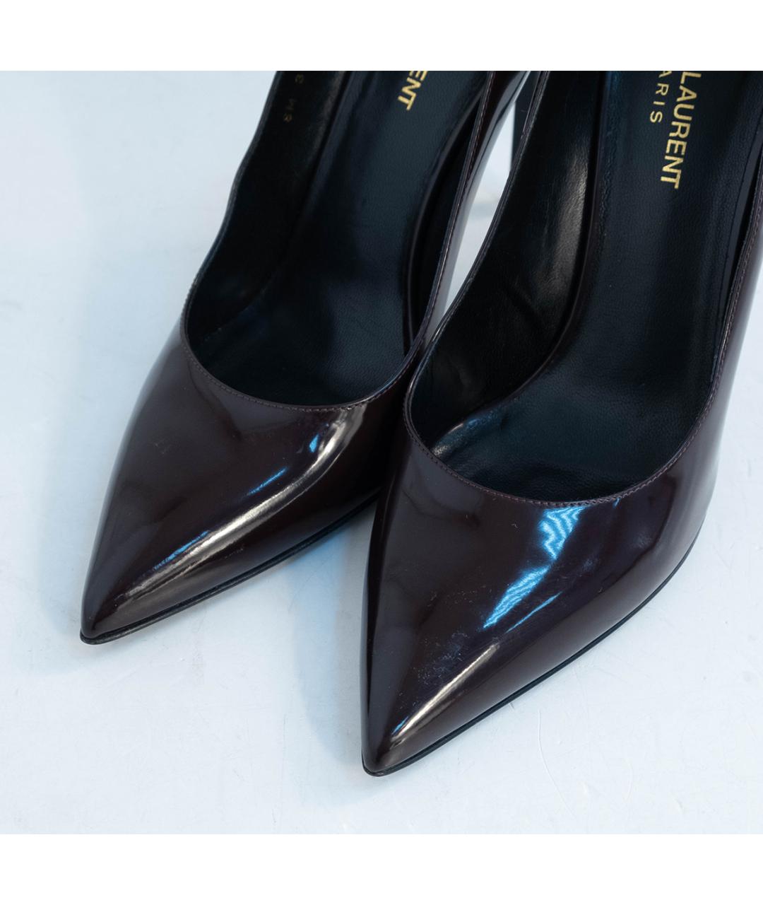 SAINT LAURENT Бордовые туфли из лакированной кожи, фото 3