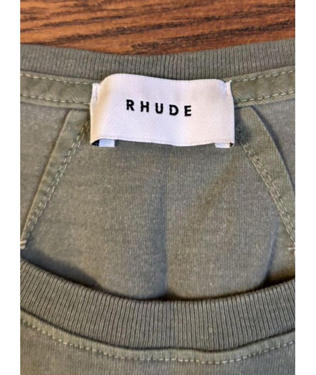 RHUDE Зеленая хлопковая футболка, фото 3