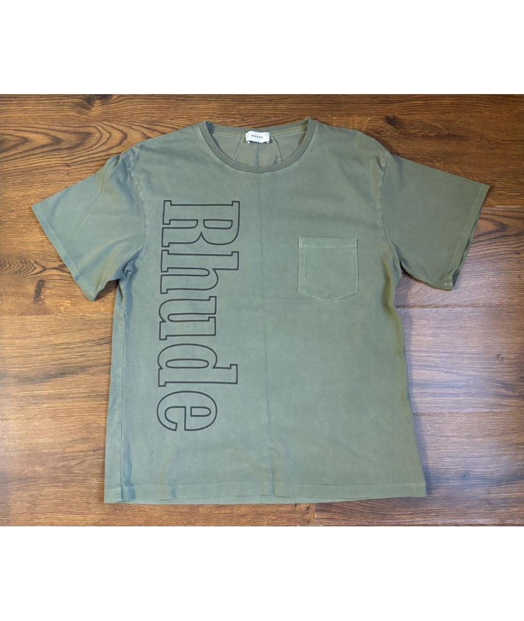 RHUDE Зеленая хлопковая футболка, фото 9
