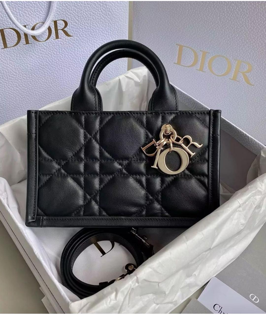 CHRISTIAN DIOR Черная кожаная сумка с короткими ручками, фото 2