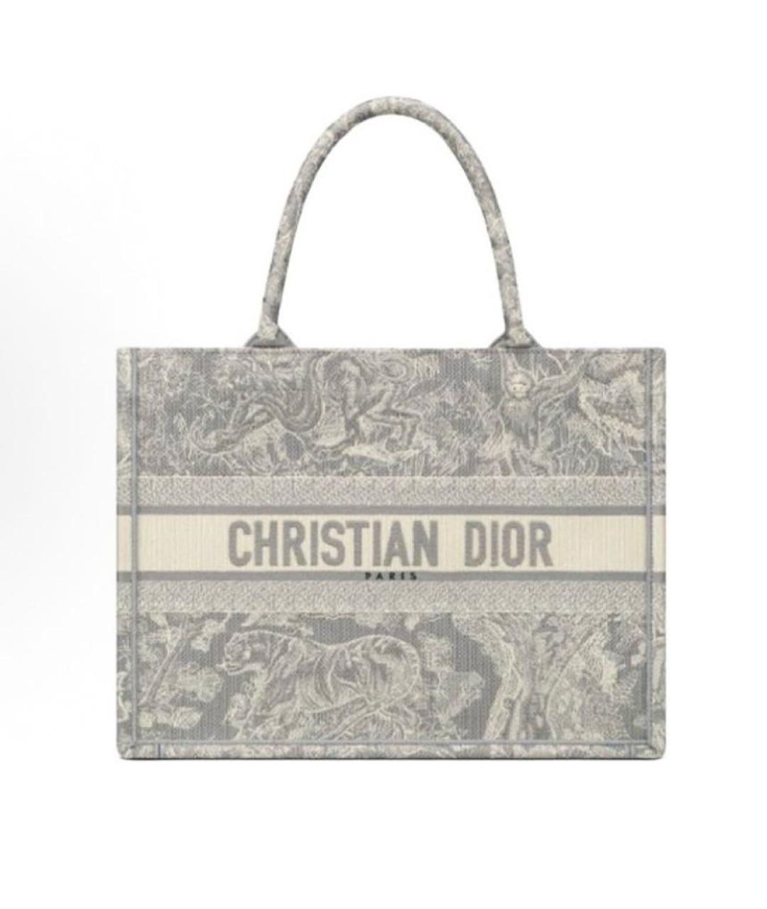 CHRISTIAN DIOR Серая тканевая сумка тоут, фото 6