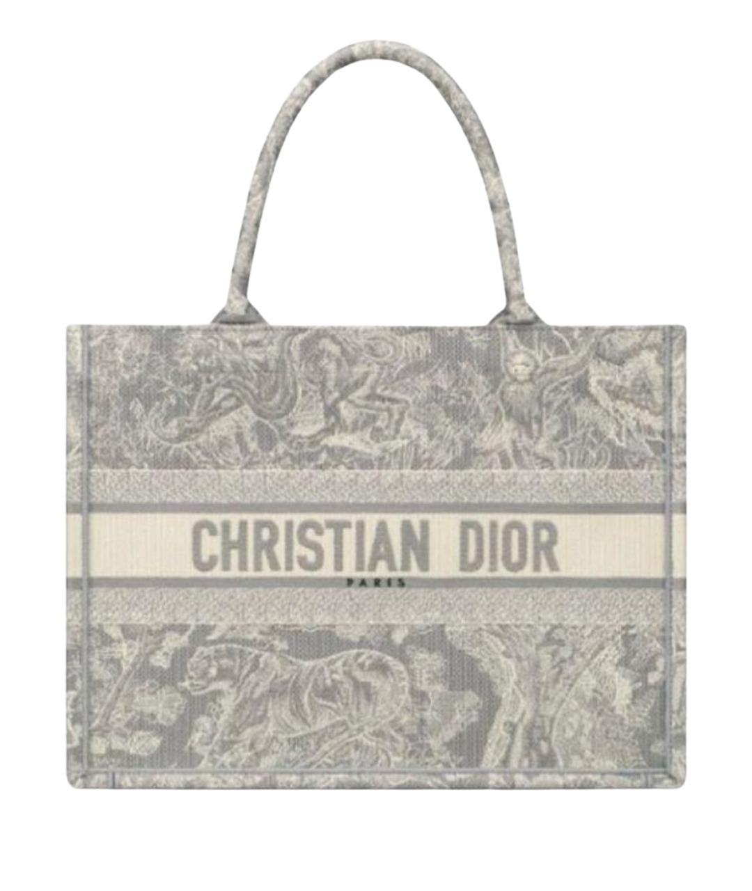 CHRISTIAN DIOR Серая тканевая сумка тоут, фото 1
