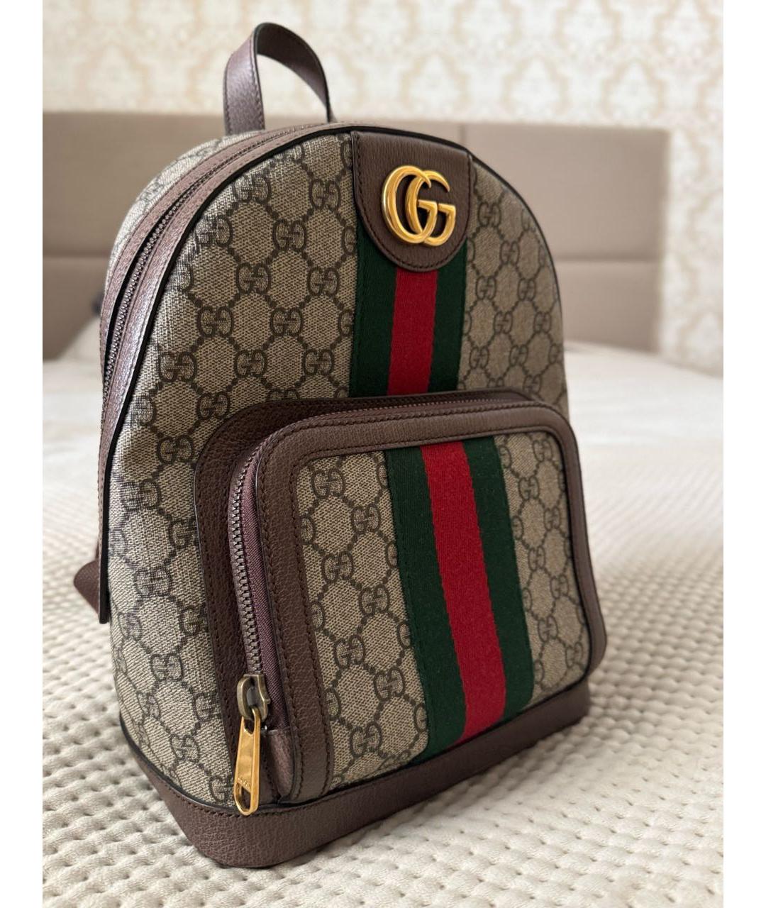 GUCCI Коричневый тканевый рюкзак, фото 2