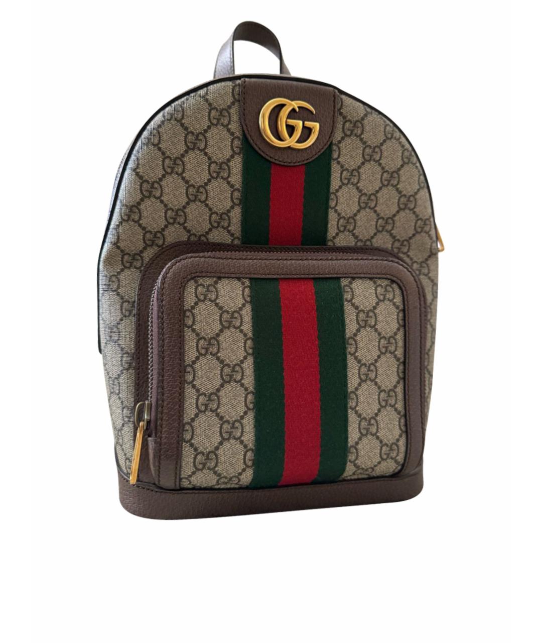 GUCCI Коричневый тканевый рюкзак, фото 1