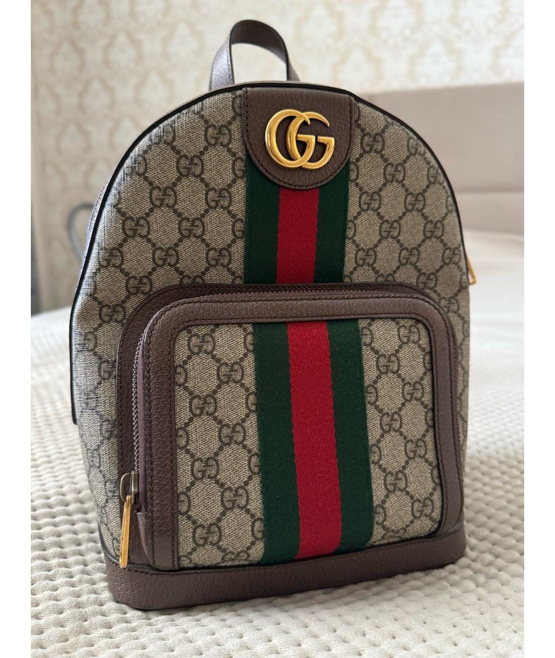 GUCCI Коричневый тканевый рюкзак, фото 9