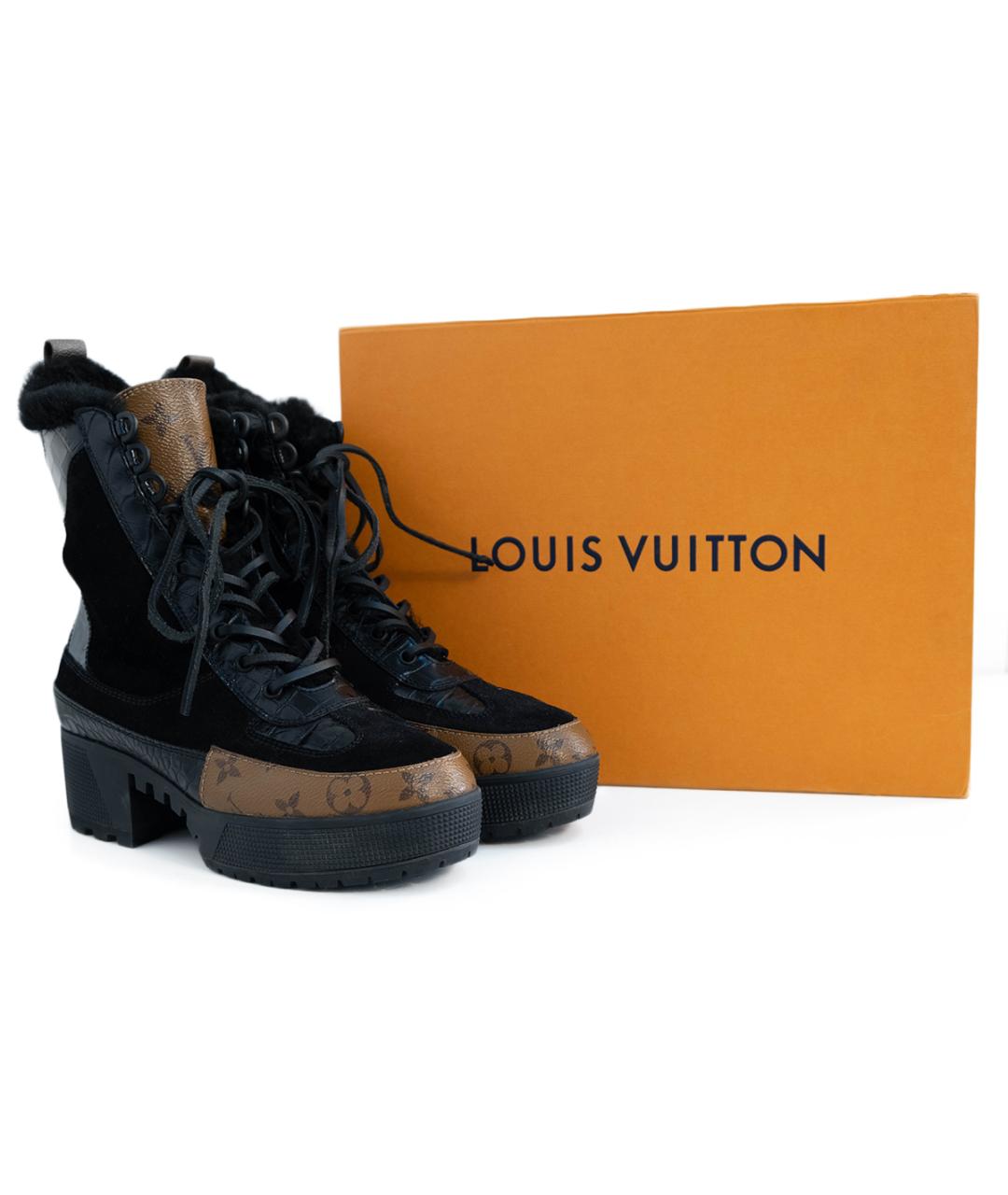 LOUIS VUITTON Черные замшевые ботинки, фото 6