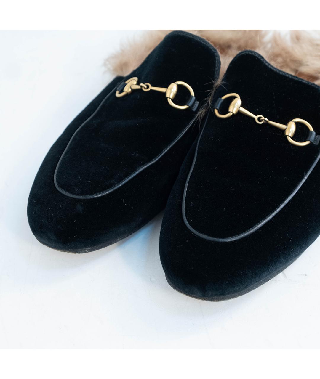 GUCCI Черные бархатные мюли, фото 3