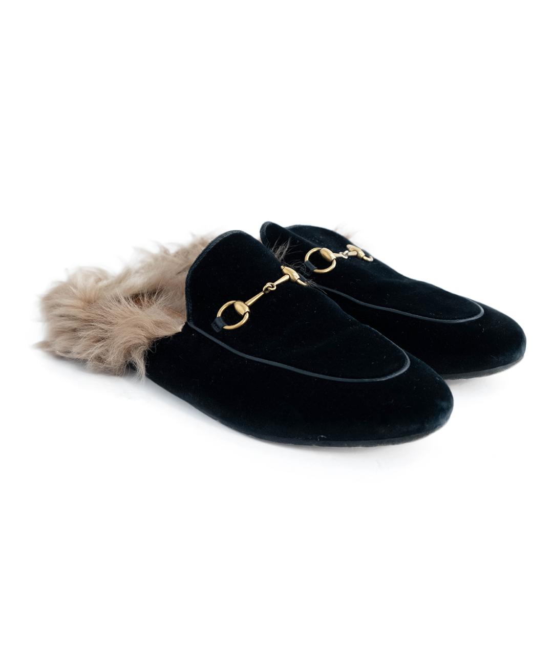 GUCCI Черные бархатные мюли, фото 2