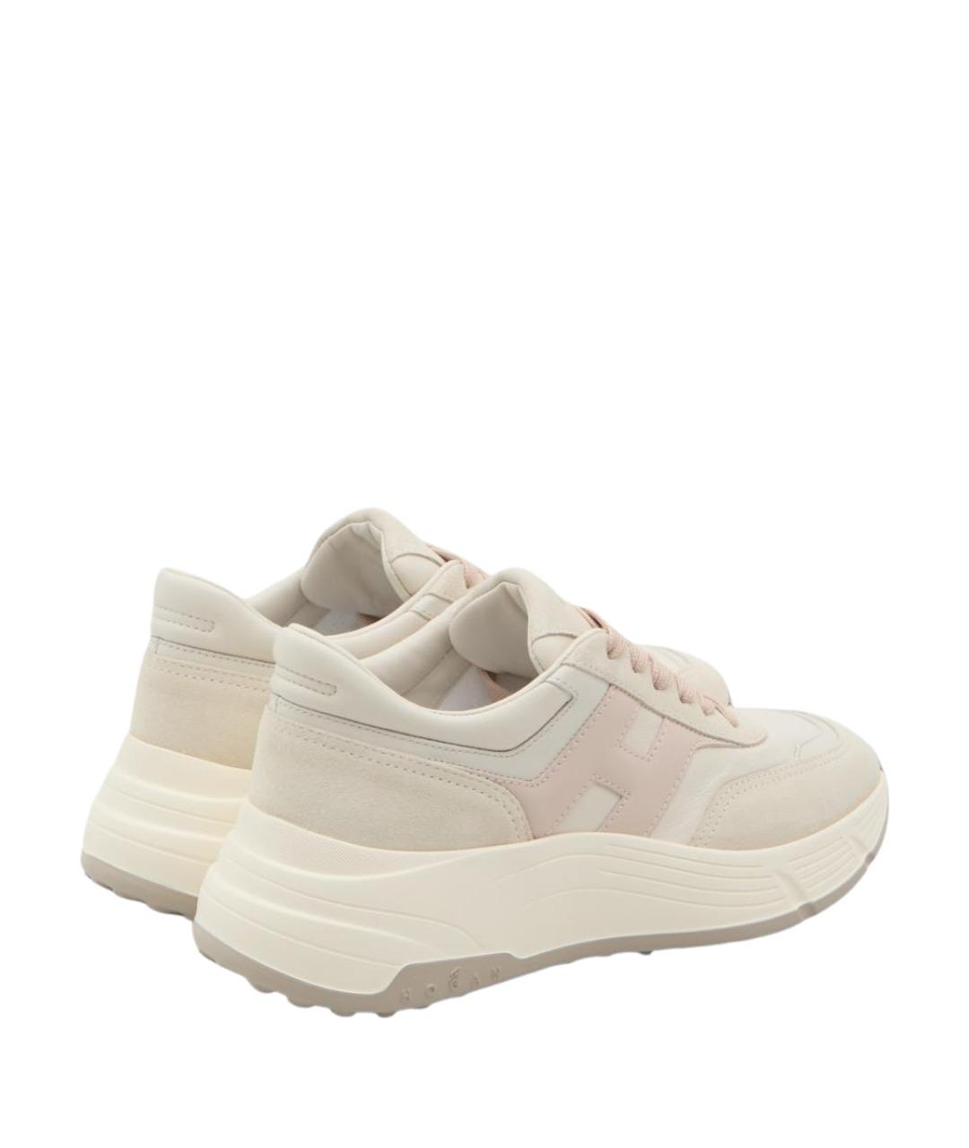 HOGAN Бежевые кожаные кроссовки, фото 3