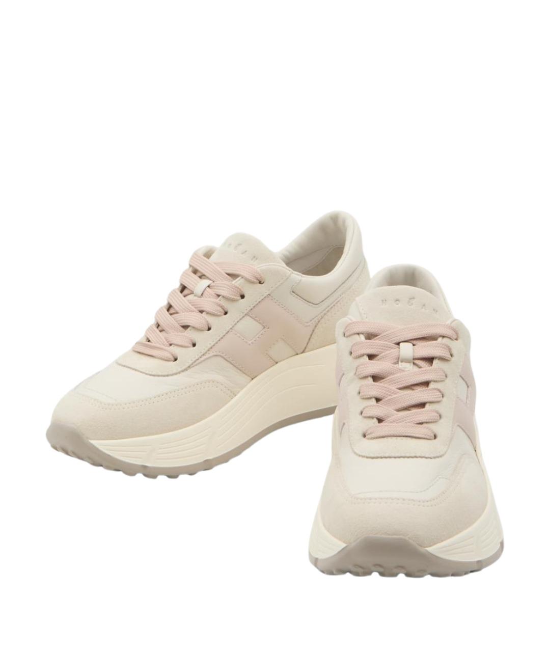HOGAN Бежевые кожаные кроссовки, фото 5