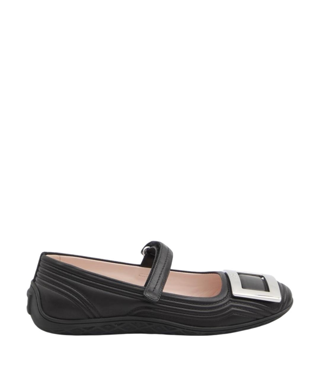 ROGER VIVIER Черные кожаные балетки, фото 1