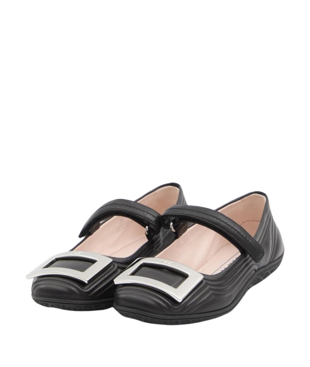 ROGER VIVIER Черные кожаные балетки, фото 2