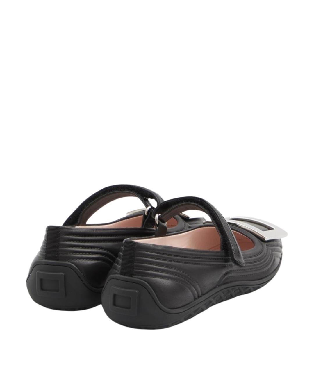 ROGER VIVIER Черные кожаные балетки, фото 3