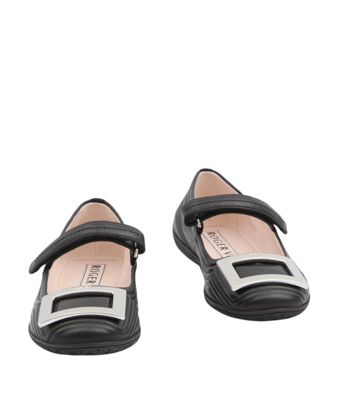 ROGER VIVIER Черные кожаные балетки, фото 5