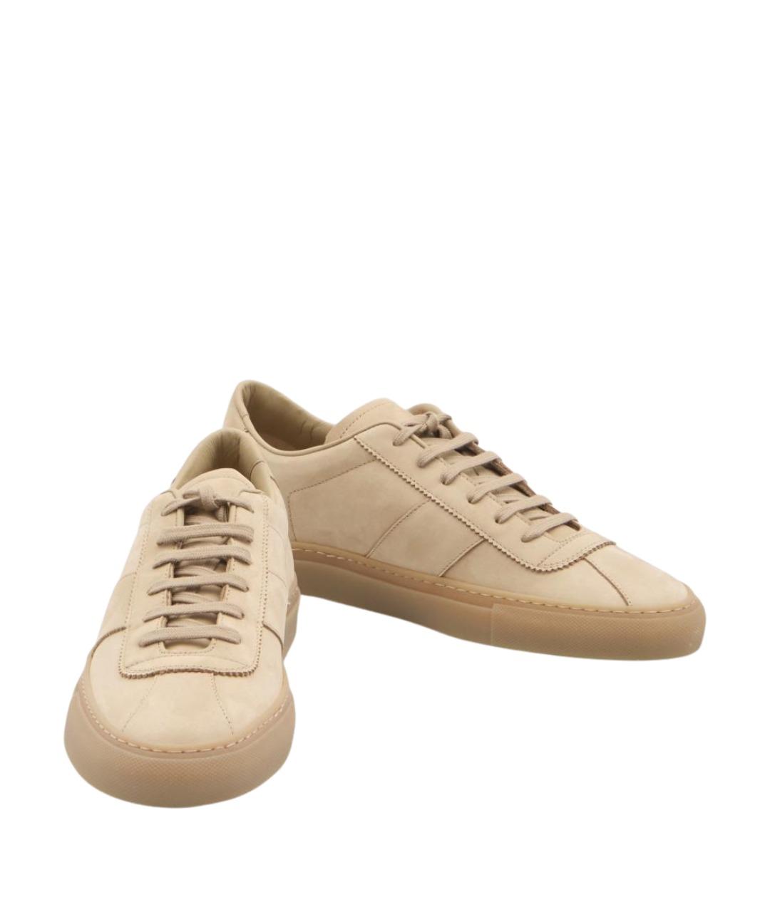 COMMON PROJECTS Бежевые кожаные низкие кроссовки / кеды, фото 4