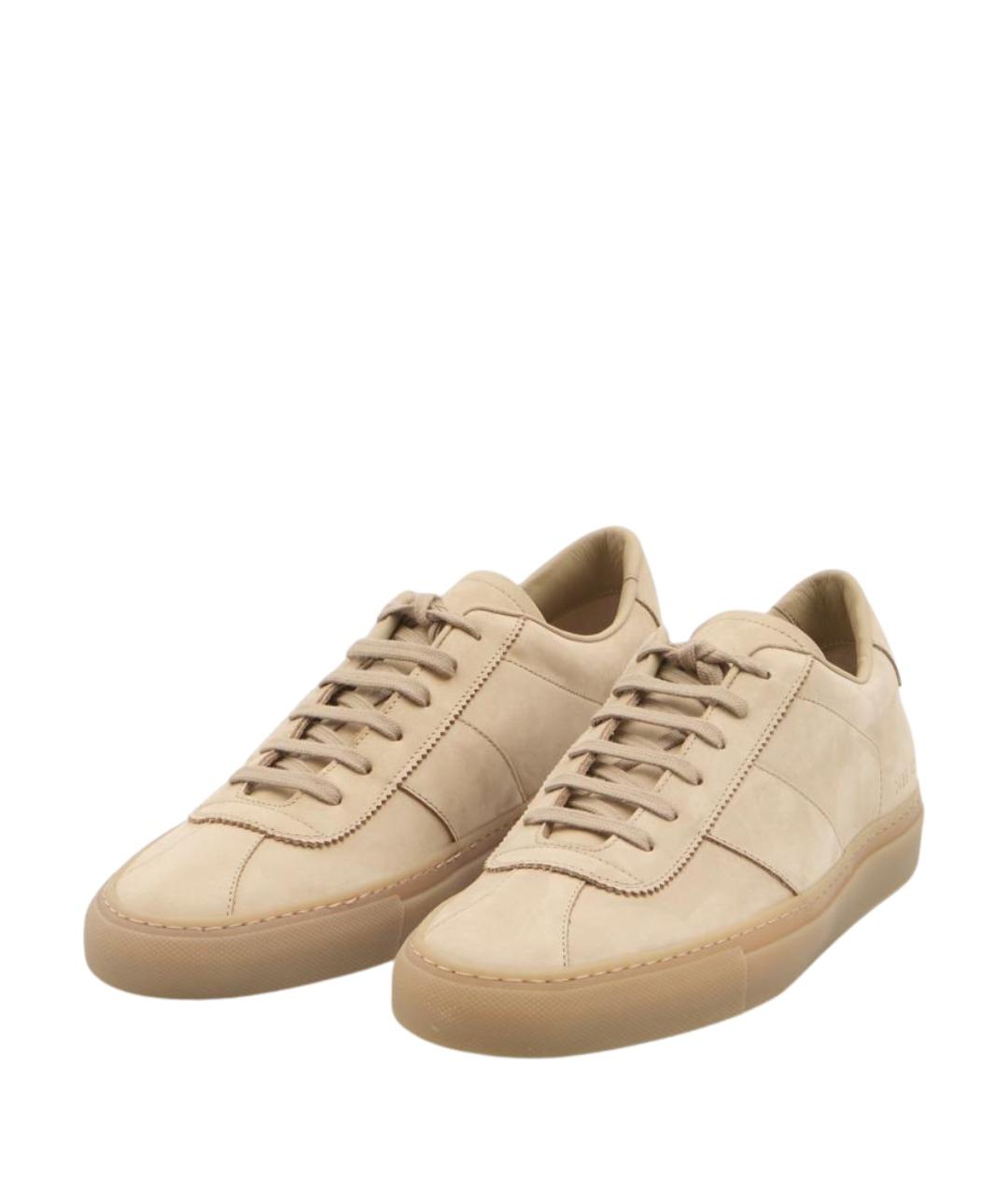 COMMON PROJECTS Бежевые кожаные низкие кроссовки / кеды, фото 2