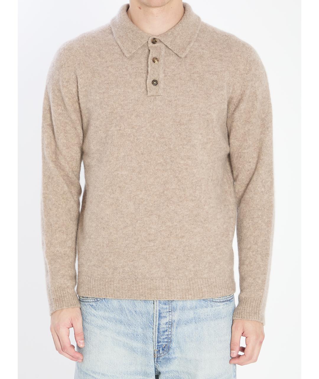 ROBERTO COLLINA Бежевое поло с коротким рукавом, фото 3