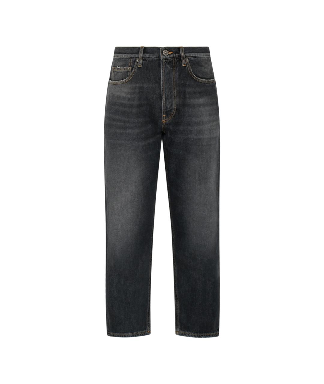 GOLDEN GOOSE DELUXE BRAND Антрацитовые хлопковые прямые джинсы, фото 1
