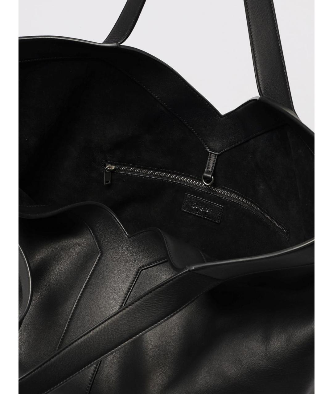 SAINT LAURENT Черная кожаная сумка тоут, фото 5