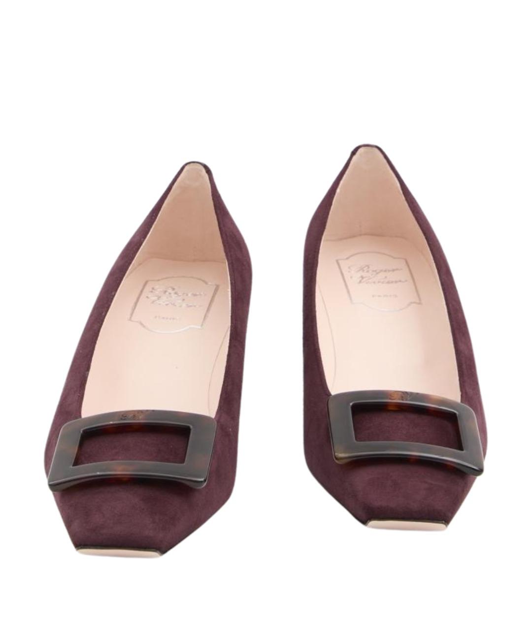 ROGER VIVIER Бордовые кожаные туфли, фото 5