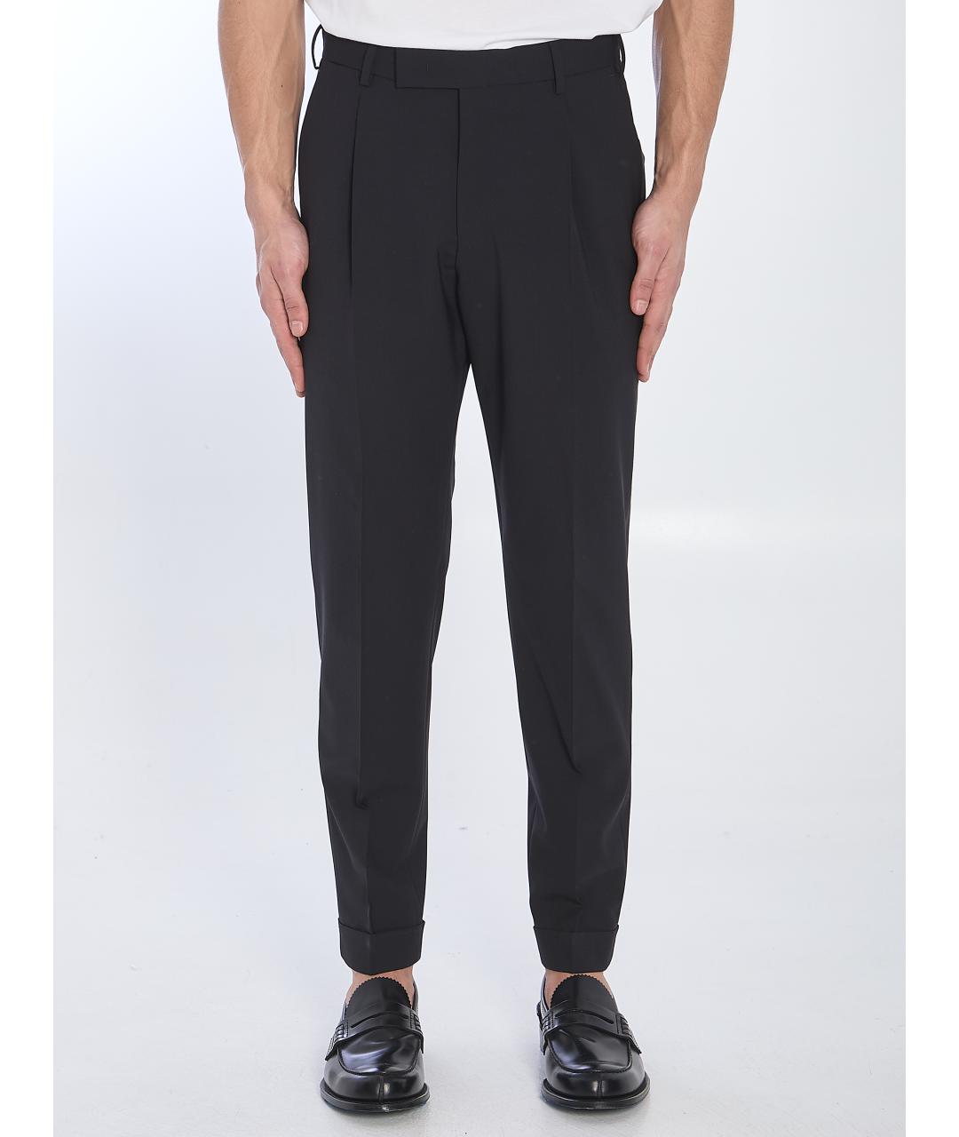 PT TORINO Черные шерстяные повседневные брюки, фото 5