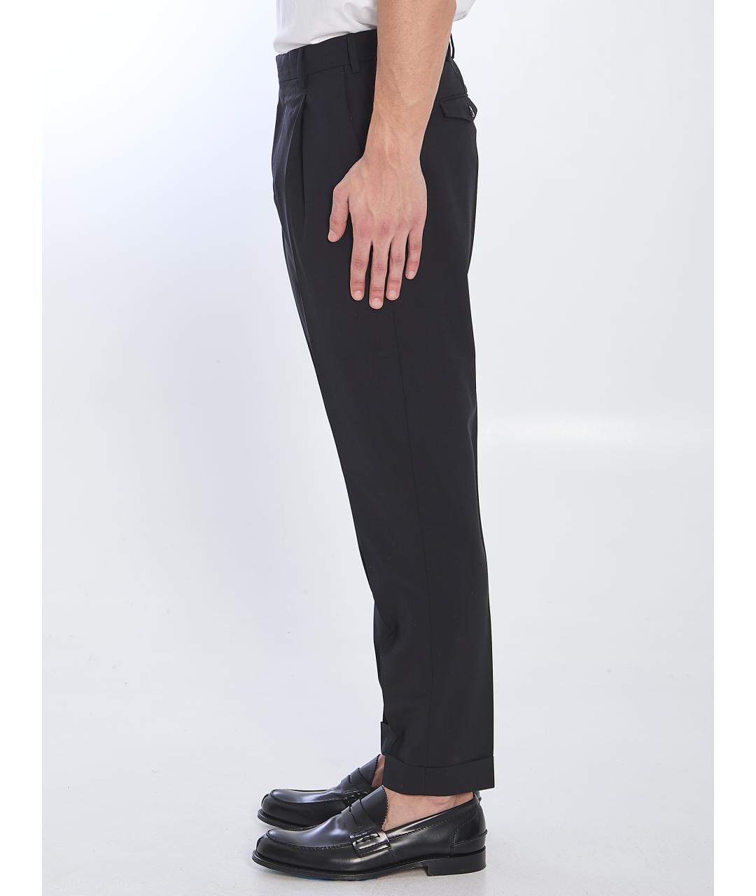 PT TORINO Черные шерстяные повседневные брюки, фото 3