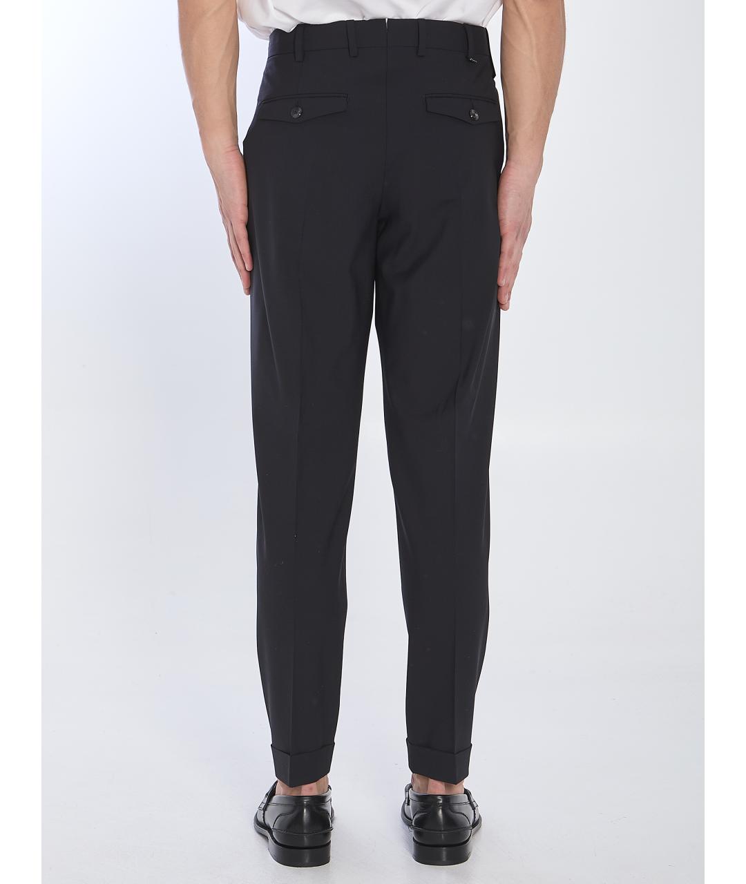 PT TORINO Черные шерстяные повседневные брюки, фото 4