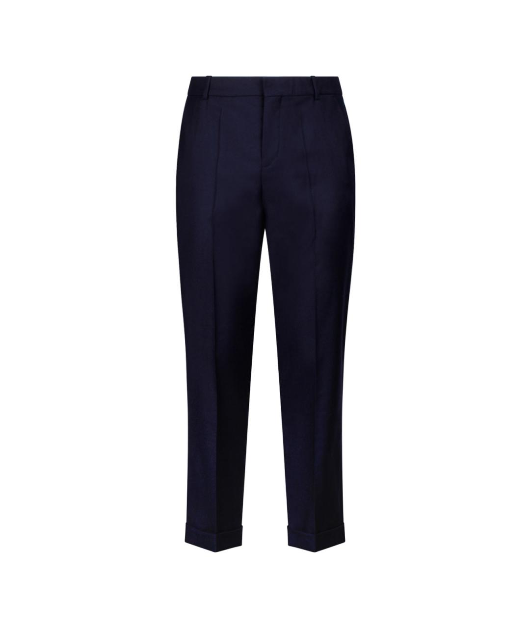 BALMAIN Темно-синие шерстяные повседневные брюки, фото 1