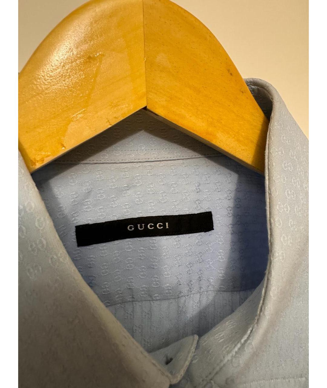 GUCCI Голубая хлопковая кэжуал рубашка, фото 3