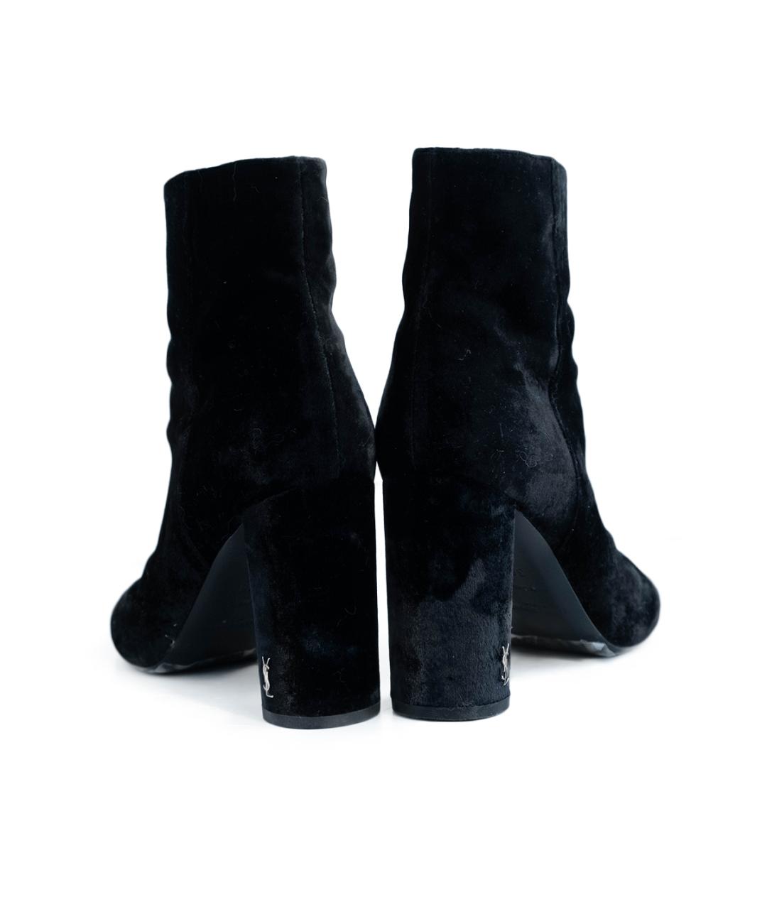 SAINT LAURENT Черные бархатные ботильоны, фото 5