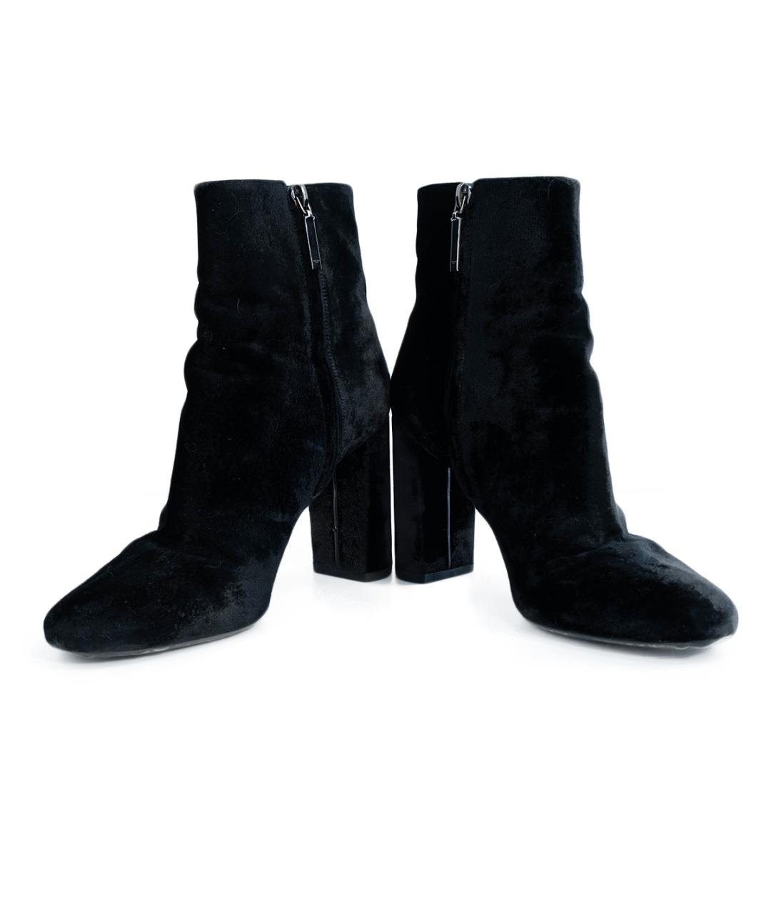 SAINT LAURENT Черные бархатные ботильоны, фото 4