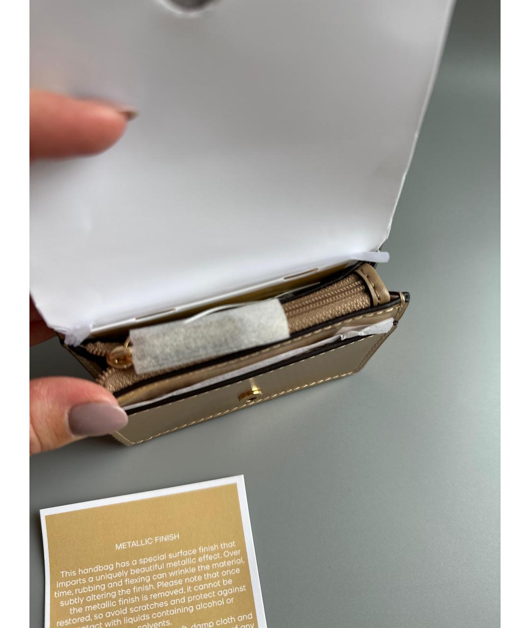 MICHAEL KORS Золотая кожаная визитница, фото 8