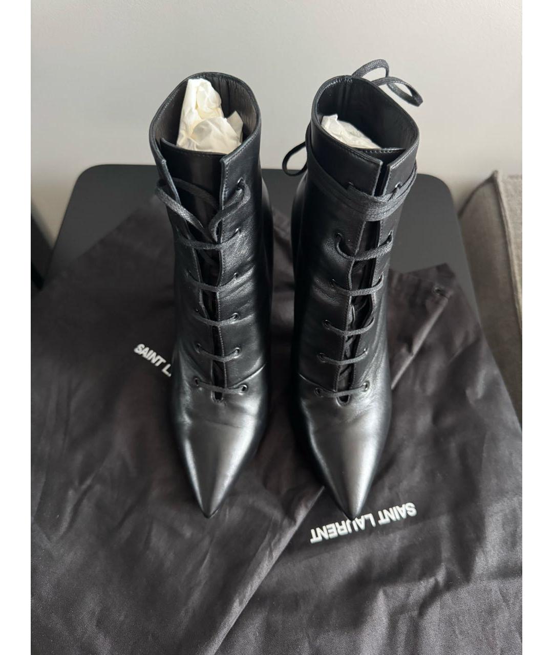 SAINT LAURENT Черные кожаные ботильоны, фото 2