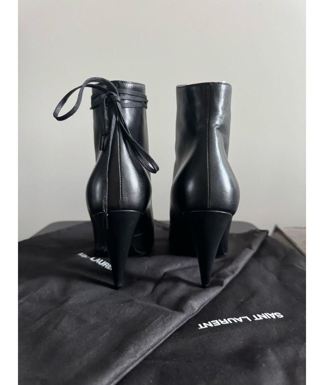 SAINT LAURENT Черные кожаные ботильоны, фото 3