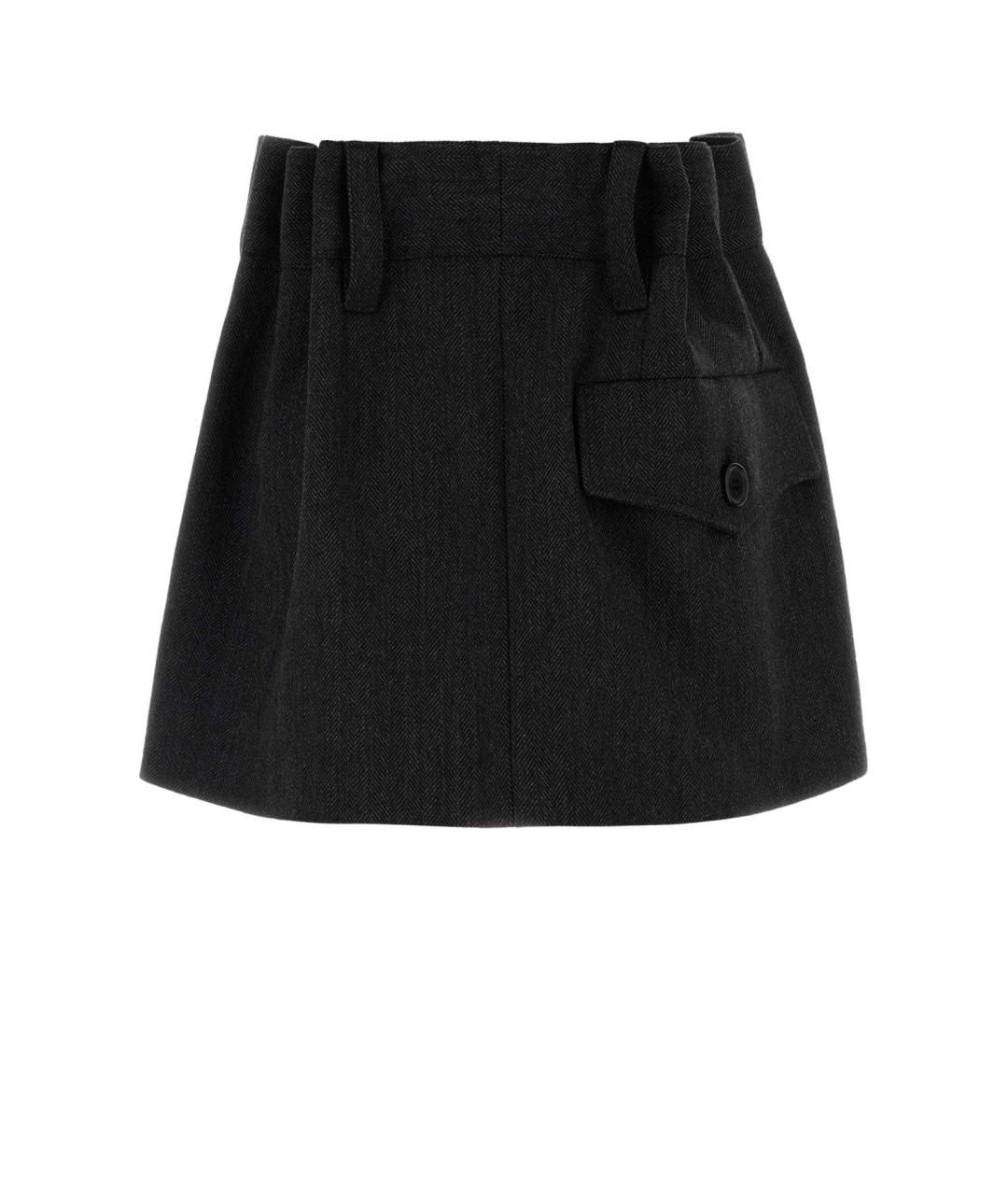PRADA Серая шерстяная юбка мини, фото 2