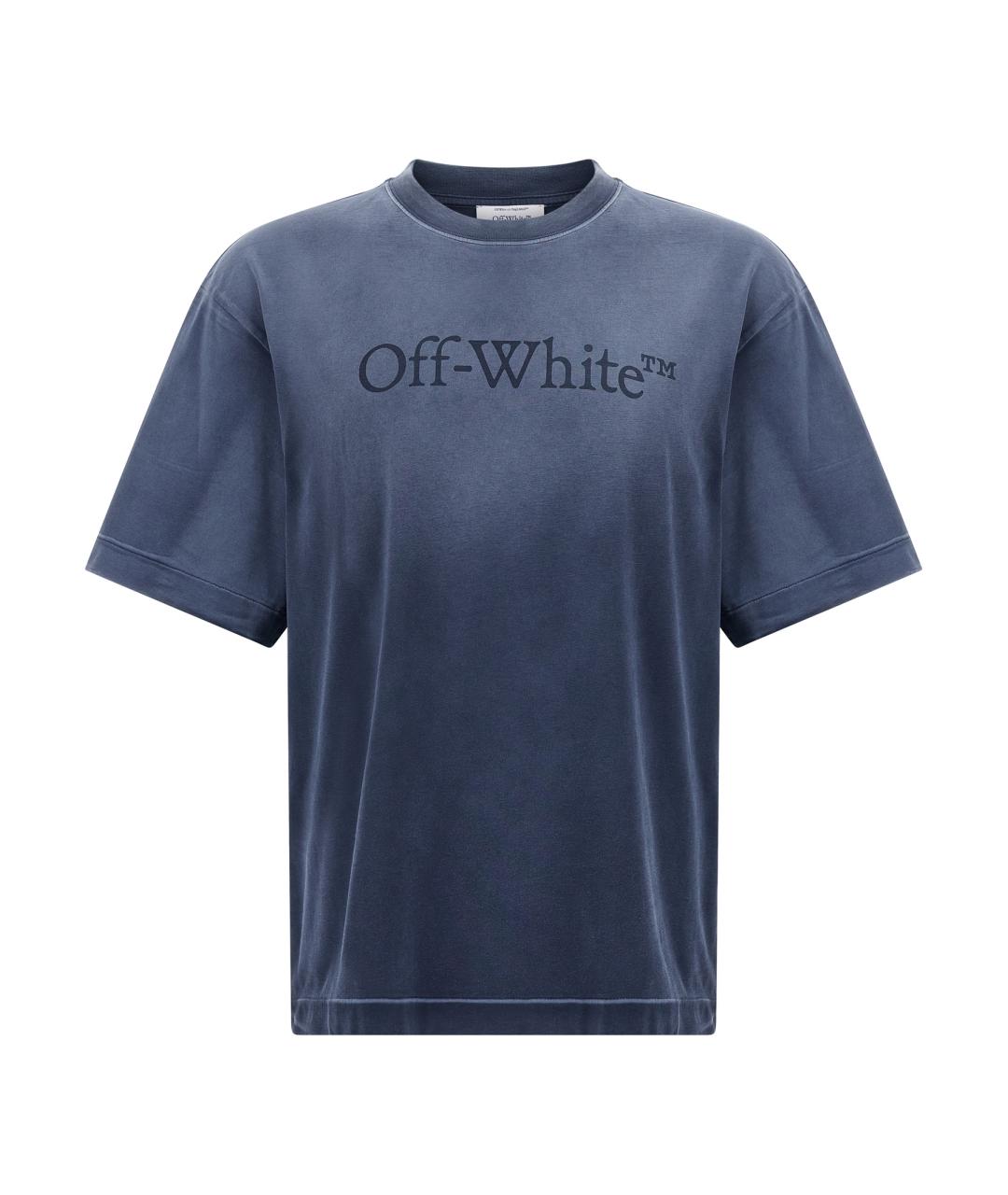 OFF-WHITE Синяя хлопковая футболка, фото 1