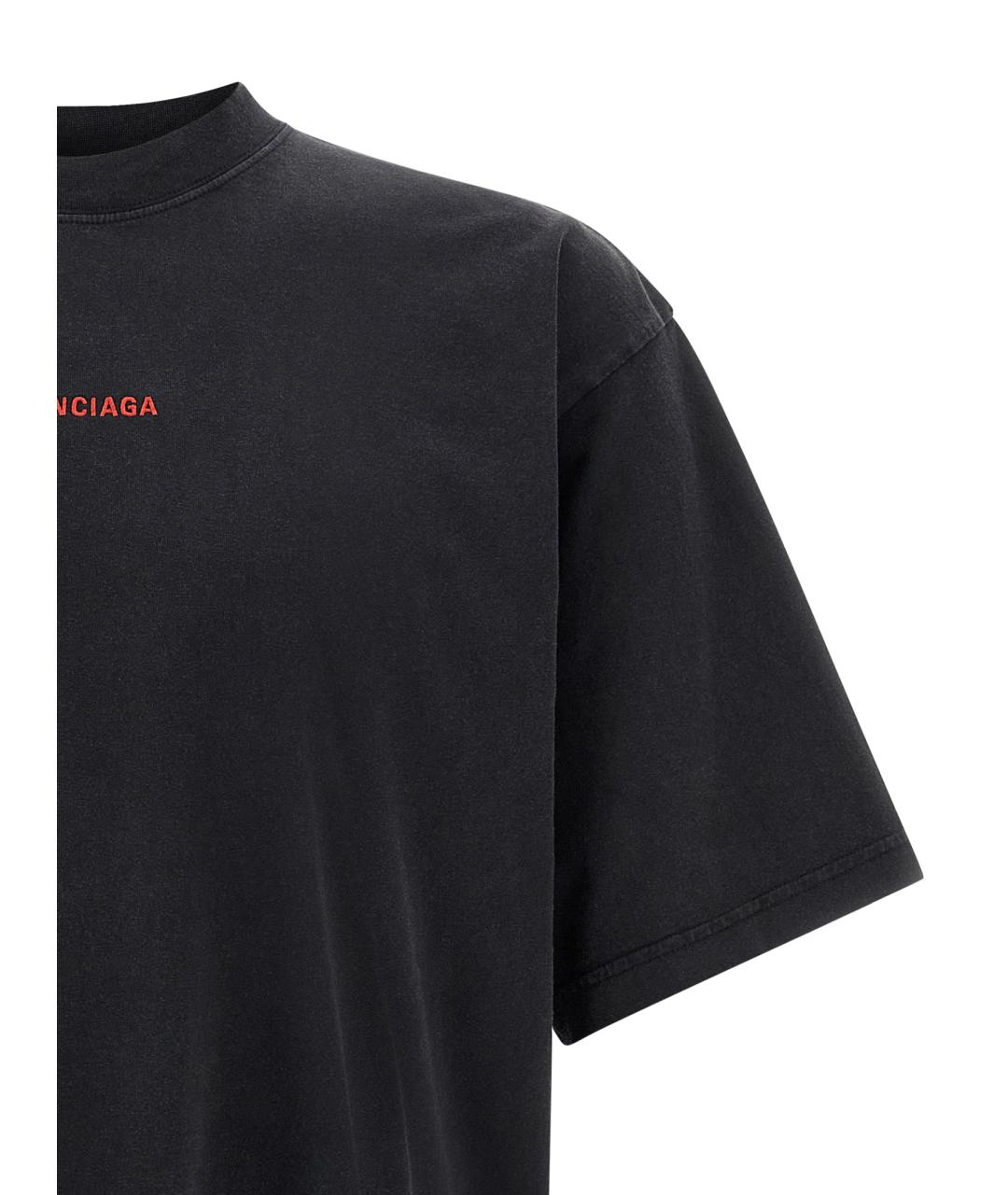 BALENCIAGA Черная хлопковая футболка, фото 3