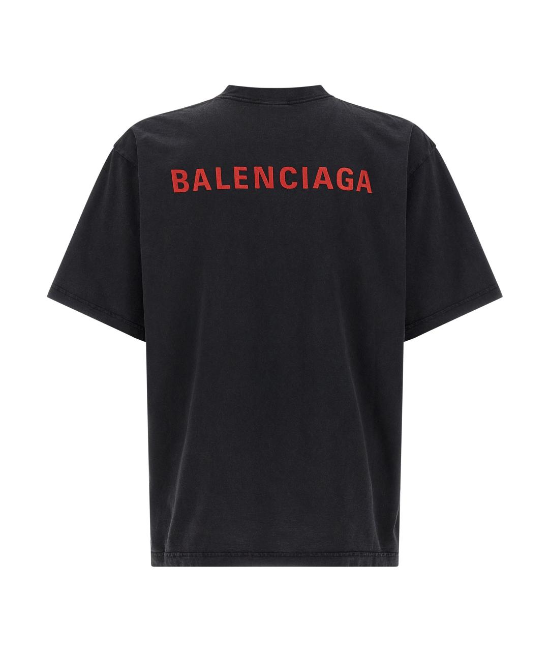 BALENCIAGA Черная хлопковая футболка, фото 2